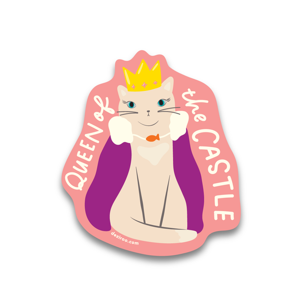Dezi & Roo - sticker - Queen of the Castle - cute sticker for cat lovers