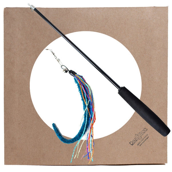 Dezi & Roo - Squid wand attachment on Wiggly Wand - wand toy for cat - paper cat tunnel - Hide and Sneal tunnel for cats