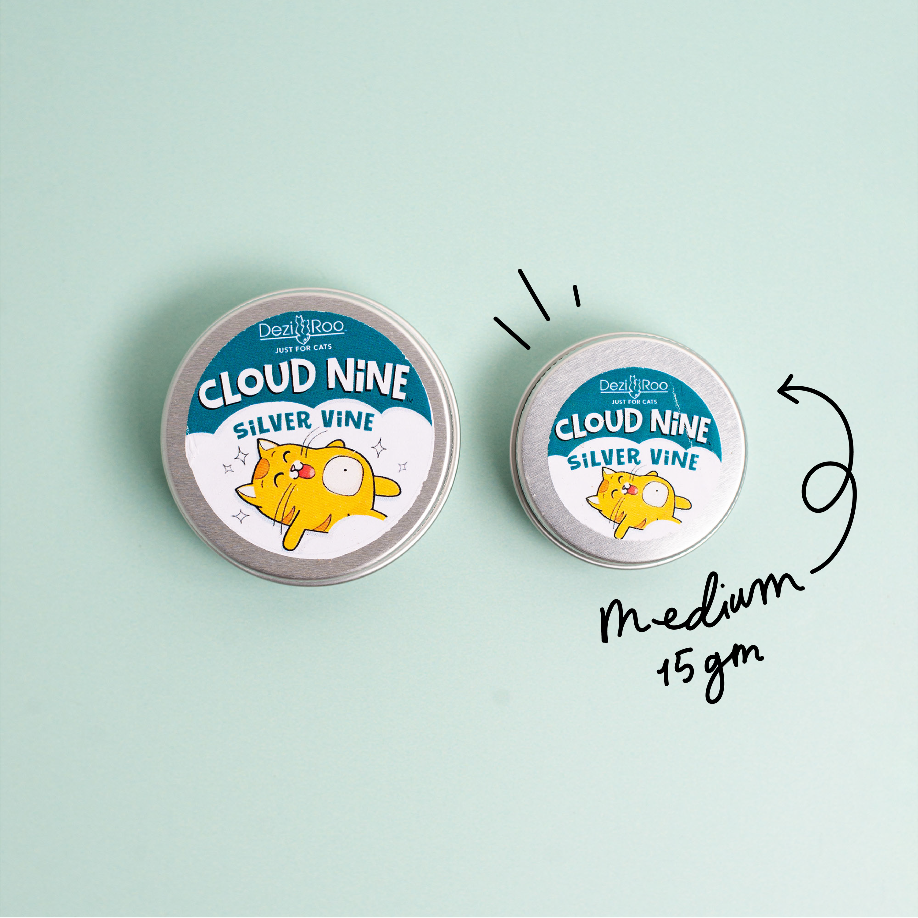 Dezi & Roo - scent enrichment cat attractant - medium tin of Cloud Nine Silver Vine - 15gm tin - better than catnip - 100% natural cat attractant