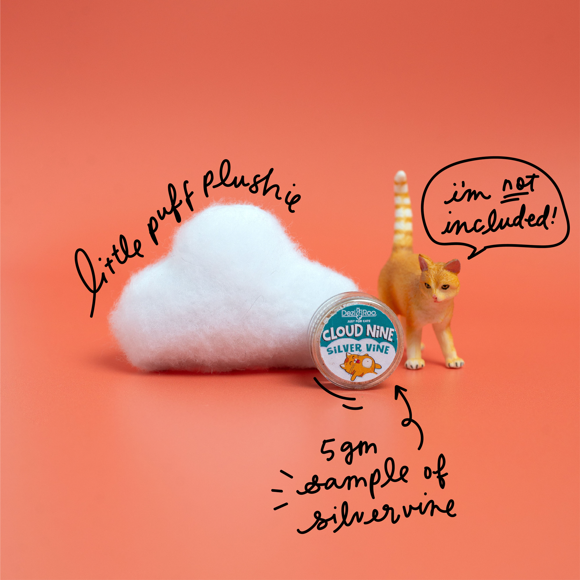 Cloud Nine Silver Vine sample pack - Trial size of silvervine with plush cloud toy - cat attractant - Dezi & Roo