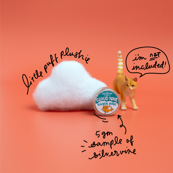 Cloud Nine Silver Vine sample pack - Trial size of silvervine with plush cloud toy - cat attractant - Dezi & Roo